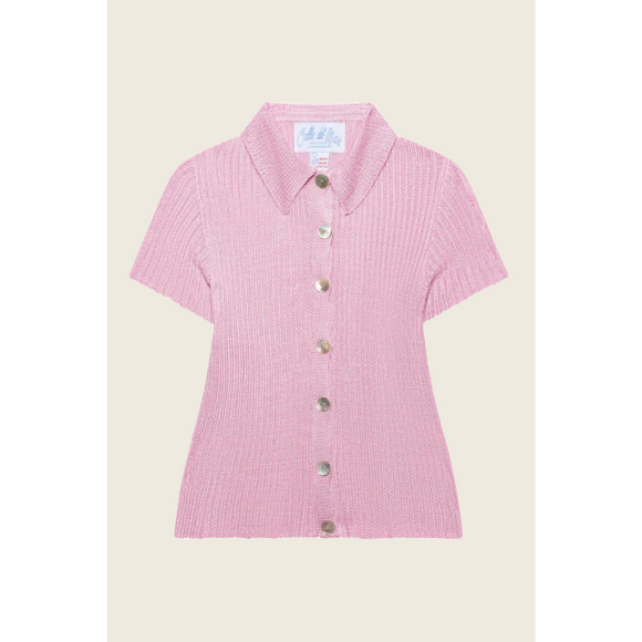 Calle Del Mar Tops - Calle Del Mar Ribbed Short Sleeve Cardigan in Purple